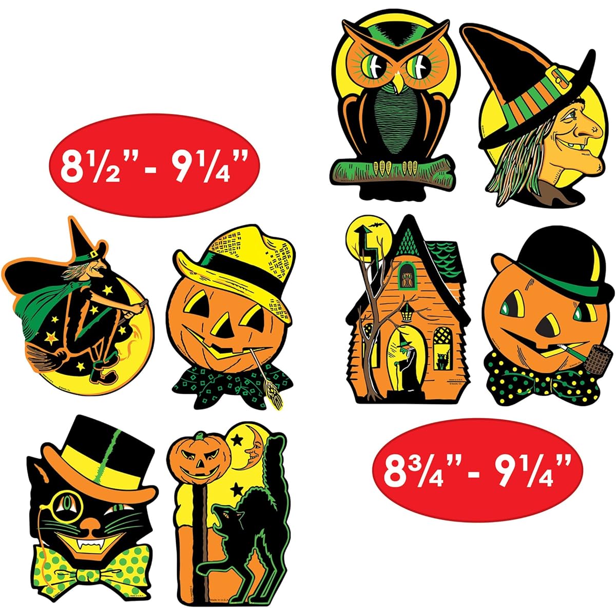 Beistle Halloween Cutouts 24 Pieces 8.5"-9.25" Multicolor