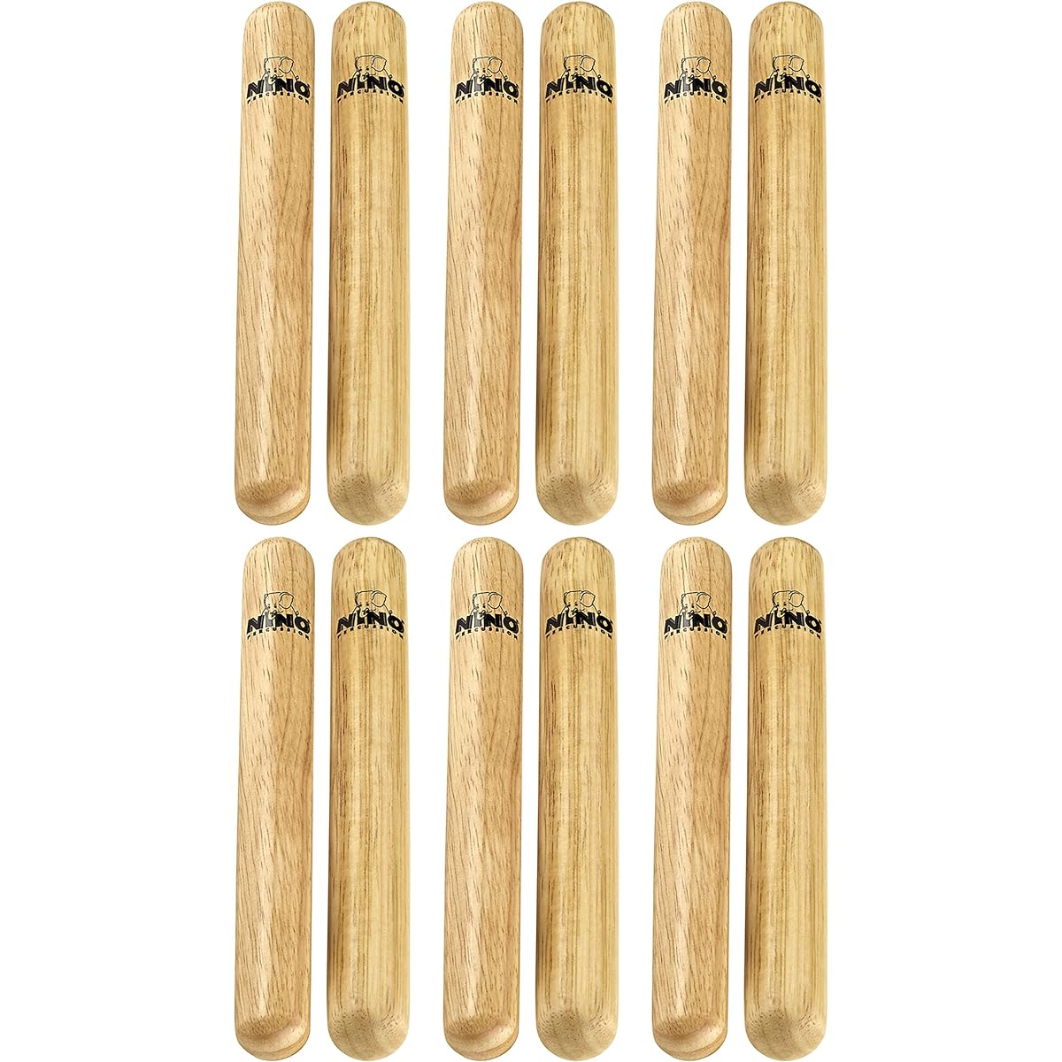 Meinl Percussion Kids Wood (1 Free) - Not Made in China - For Percussion Music in the Classroom or Play at Home 2 Year Warranty 6 Pair Clave Set (NINO502-6)