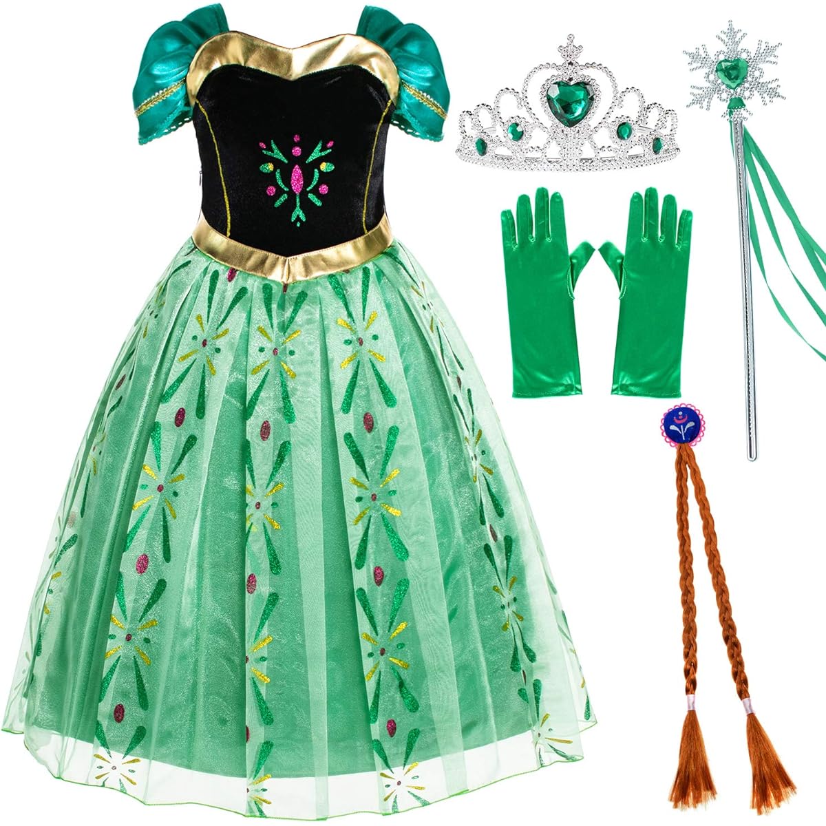 Princess Costume Fancy Party Birthday Christmas Dress Up for Little Girls with Accessories Ages 2-11