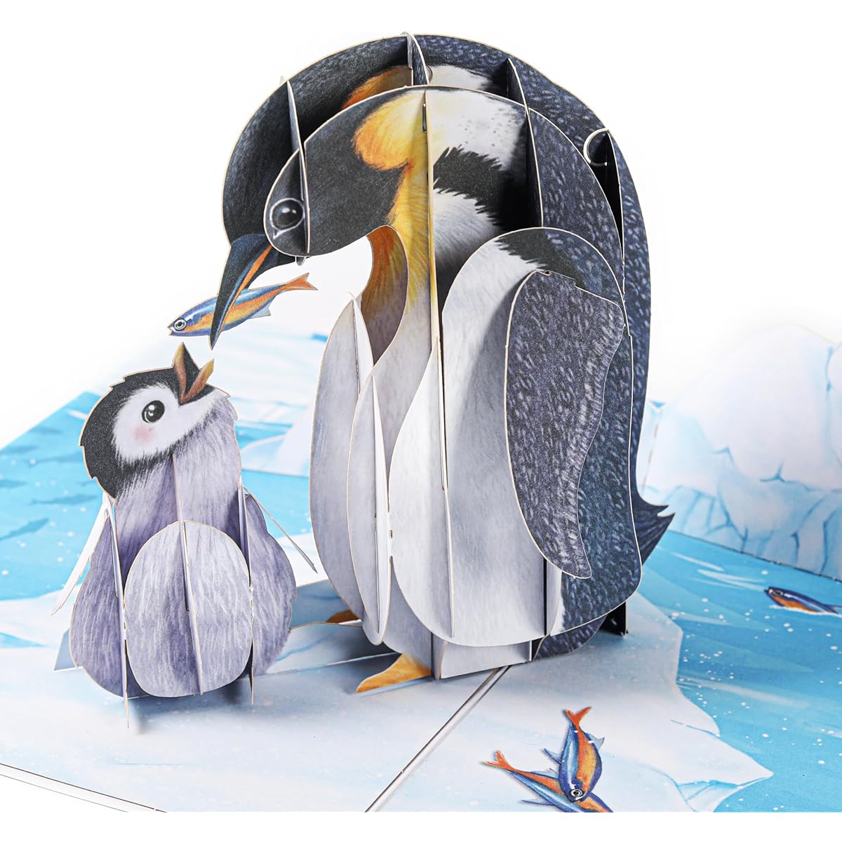Liif Mother's Day Cards, 3D Pop-up Mother's Day Cards, Mom's Birthday Cards, Otter Cards with Message Note & Envelope, Size 7 x 5 Inch (Penguin)