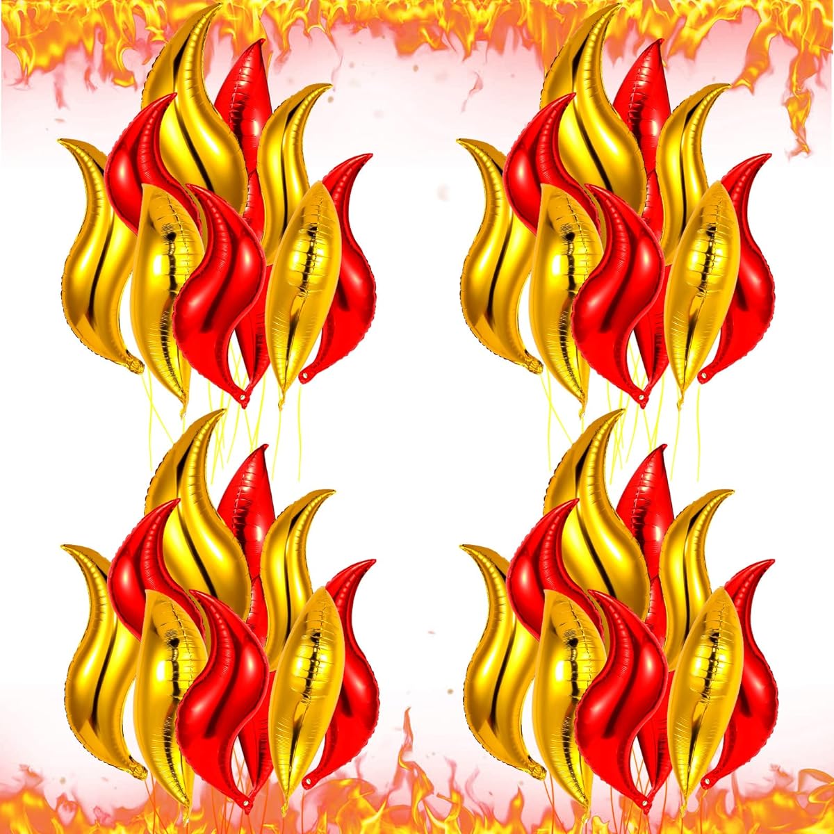 Shappy 26pcs Firefighter Birthday Party Decorations Fire Balloons 24" Flame Balloons Fake Campfire Red and Gold Mermaid Tail Balloons Fire Truck Firefighter Party Supplies Summer Camp