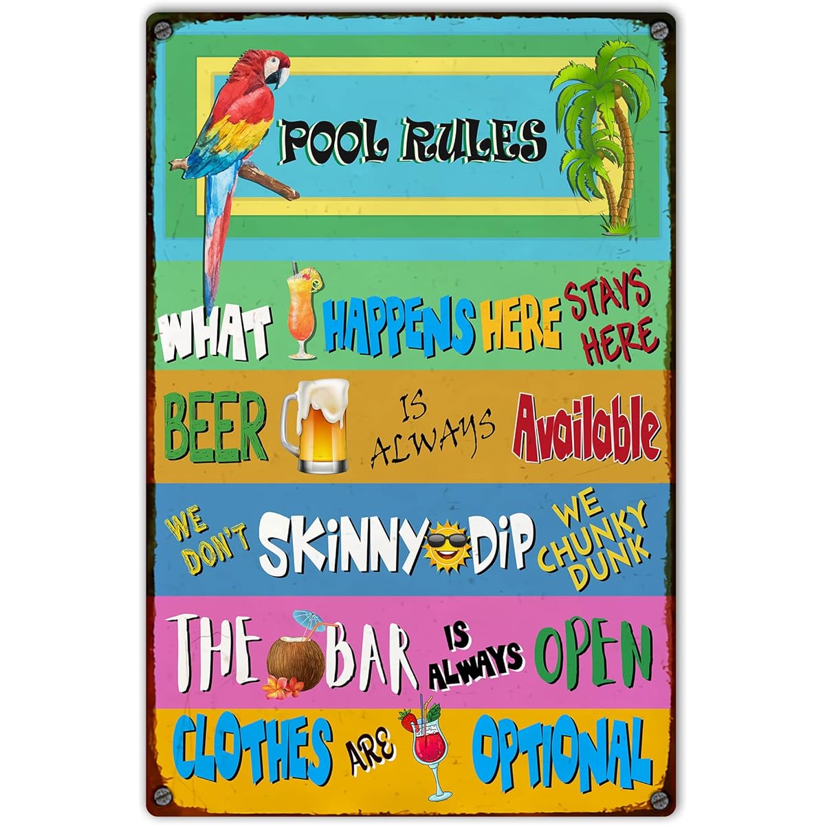 WODORO Pool Rules Metal Sign 12x16 Inch Swimming Pool Life is Better at the Pool Bar Sign Poolside Paradise Summer Backyard Bar Pool & Grill Outdoor Pool Party Wall Plaque Decoration