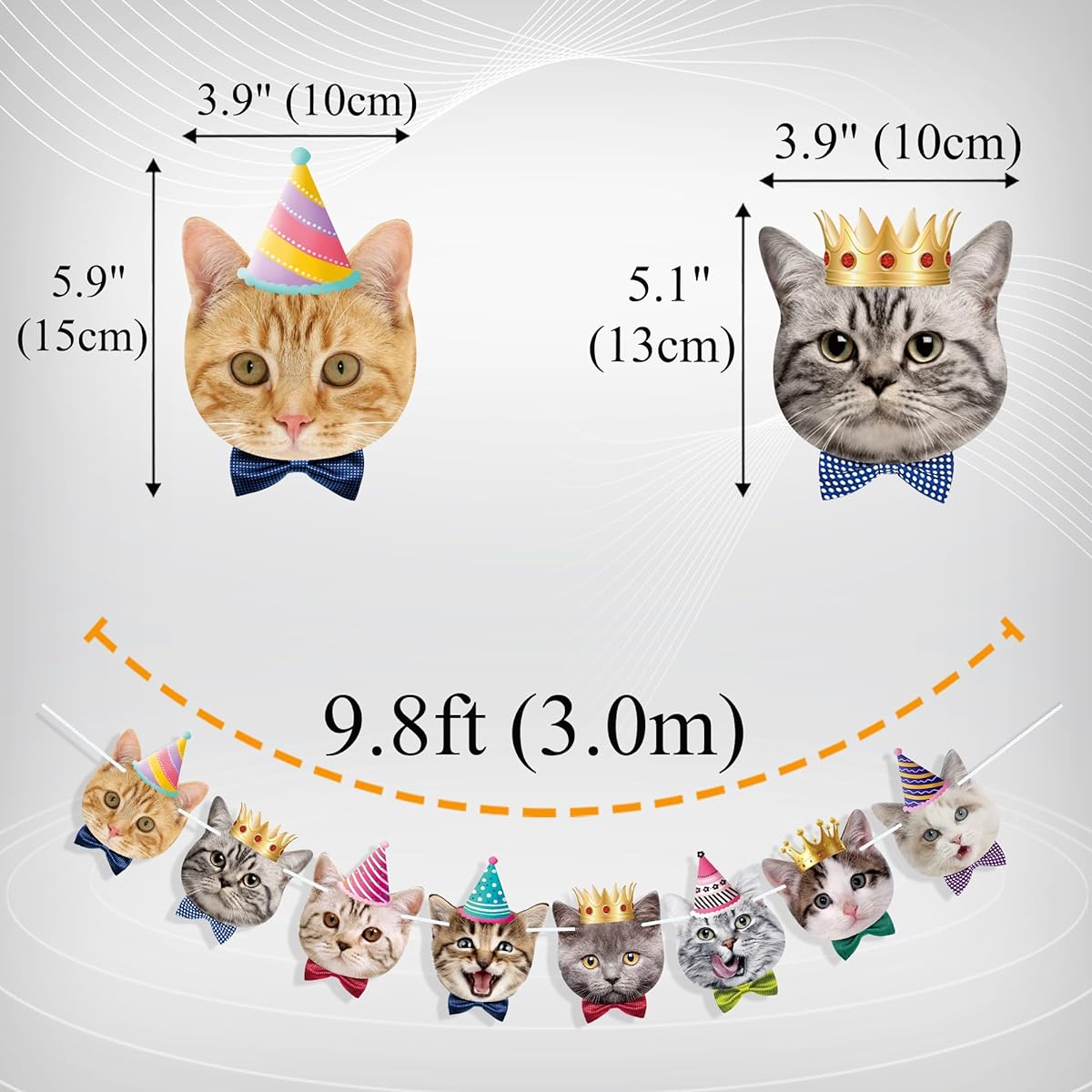 Uniwish Cat Face Banner Garland Cat Birthday Decorations Cat Theme Birthday Party Supplies for Boys Girls Kittens Baby Shower Pet Adoption Party Favors