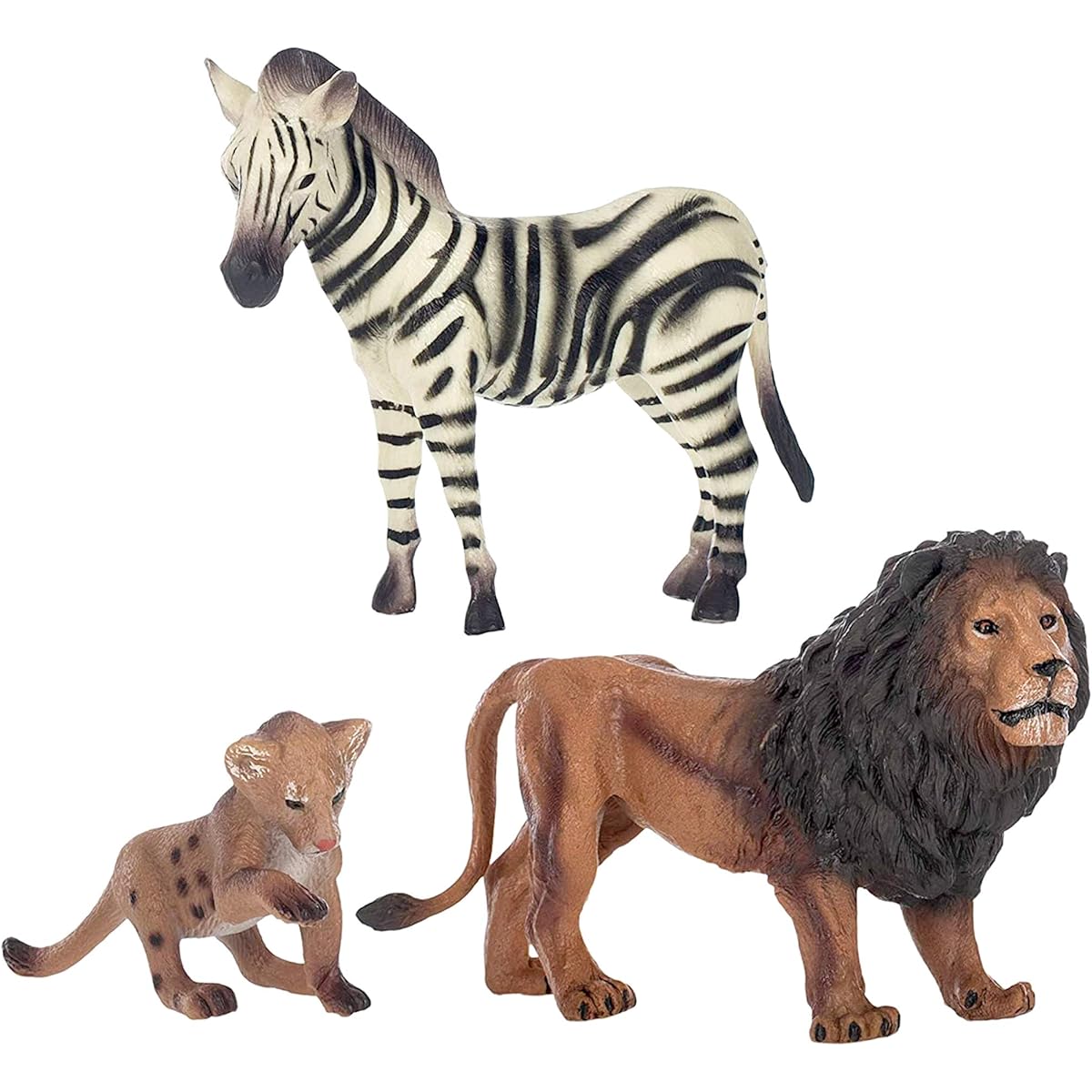 Class Collections Father Lion Baby Lion and Zebra Animal Figures 5" Kids Toys 3 Piece Playset