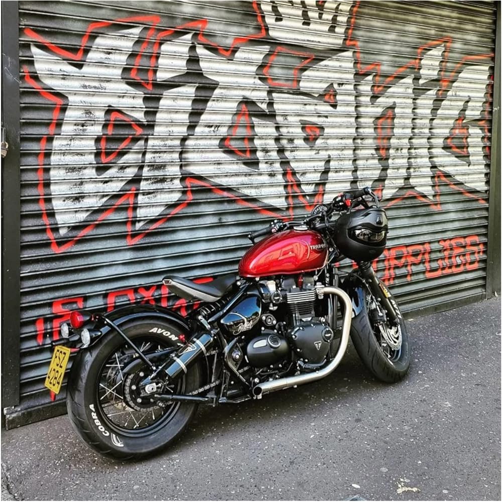 Motone Slash Cut Muffler Bonneville Bobber Speedmaster MAYHEM Stainless Steel Brushed MTE179