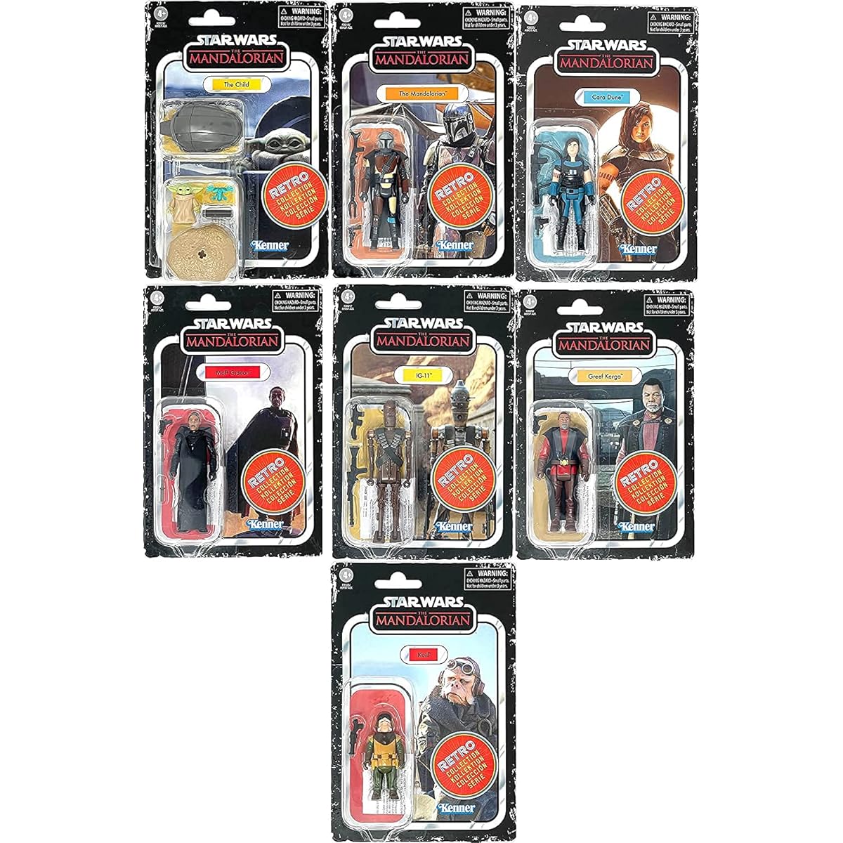 Star Wars The Mandalorian Retro Collection 7 Piece Set 3.75 inches