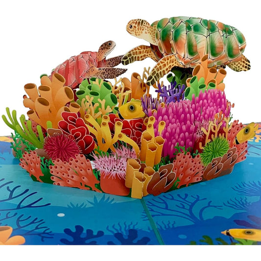 22CRAFT Father's Day Pop Up Card - Turtle Father's Day Card 6" x 8" - Wife, Daughter, Son, Kids to Husband, Grandpa, Dad, Father, Birthday Pop Up Father's Day Card