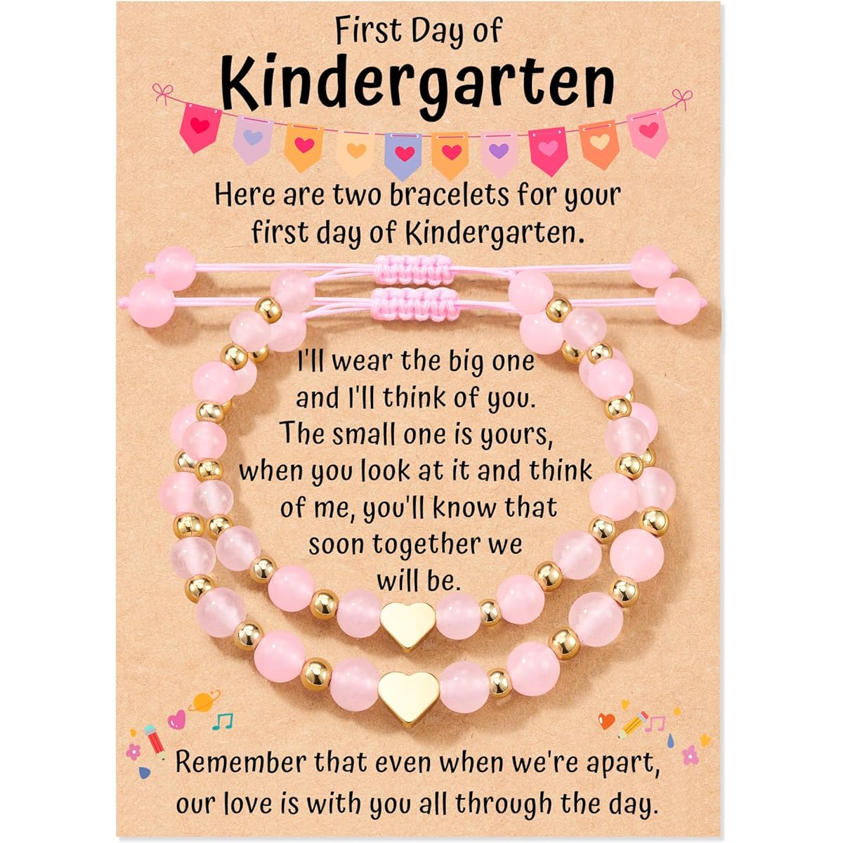 Dabem First Day of Kindergarten/School Gifts Matching Heart Gemstone Bracelets Mother Daughter Mommy and Me Back to School Gifts for Girls Teens