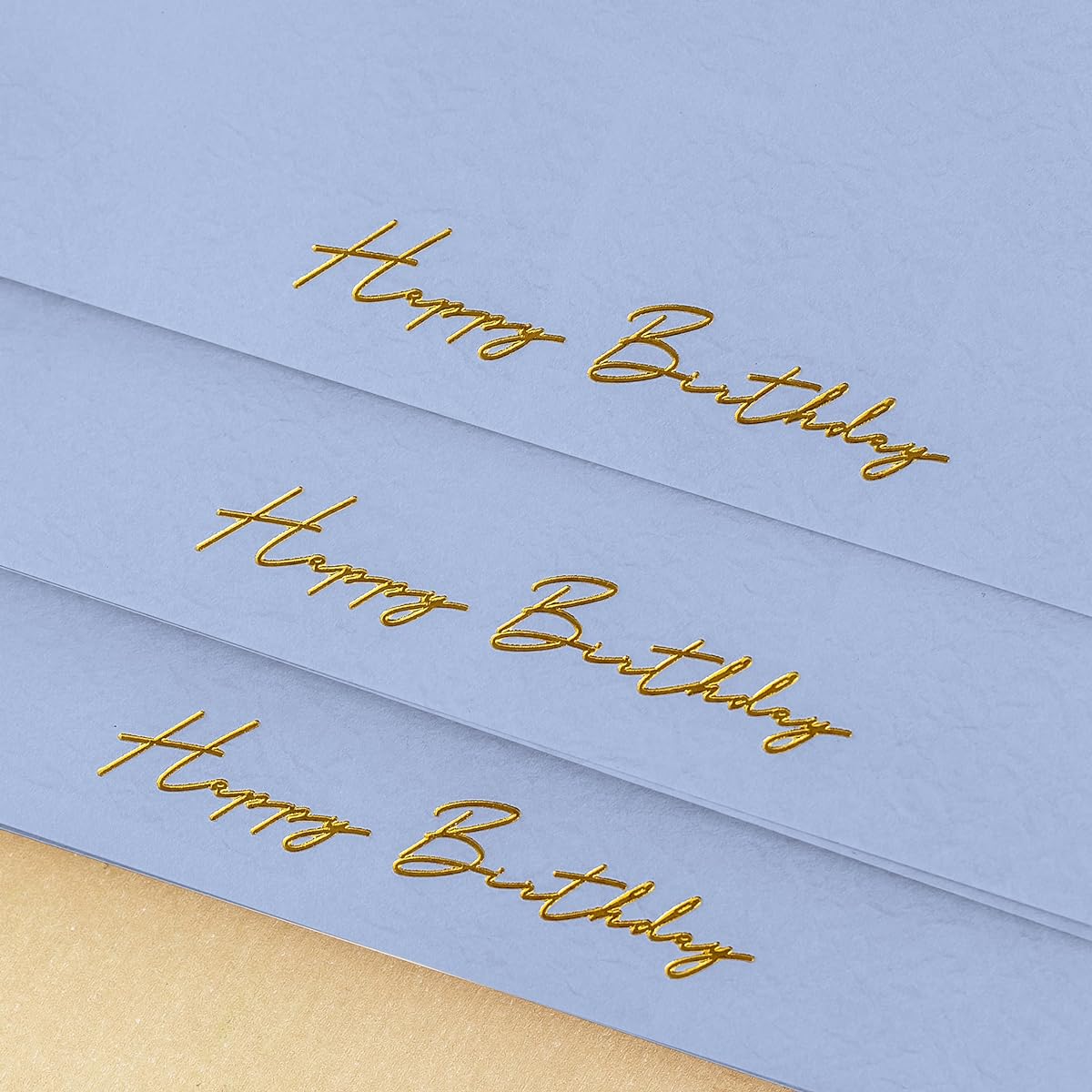 Karto Elegant Textured Birthday Cards for Men and Women, Gold Foil Happy Birthday Cards for Husband and Wife - Mom and Dad Birthday Cards for 50th, 60th, 70th, 80th - Trio Blue