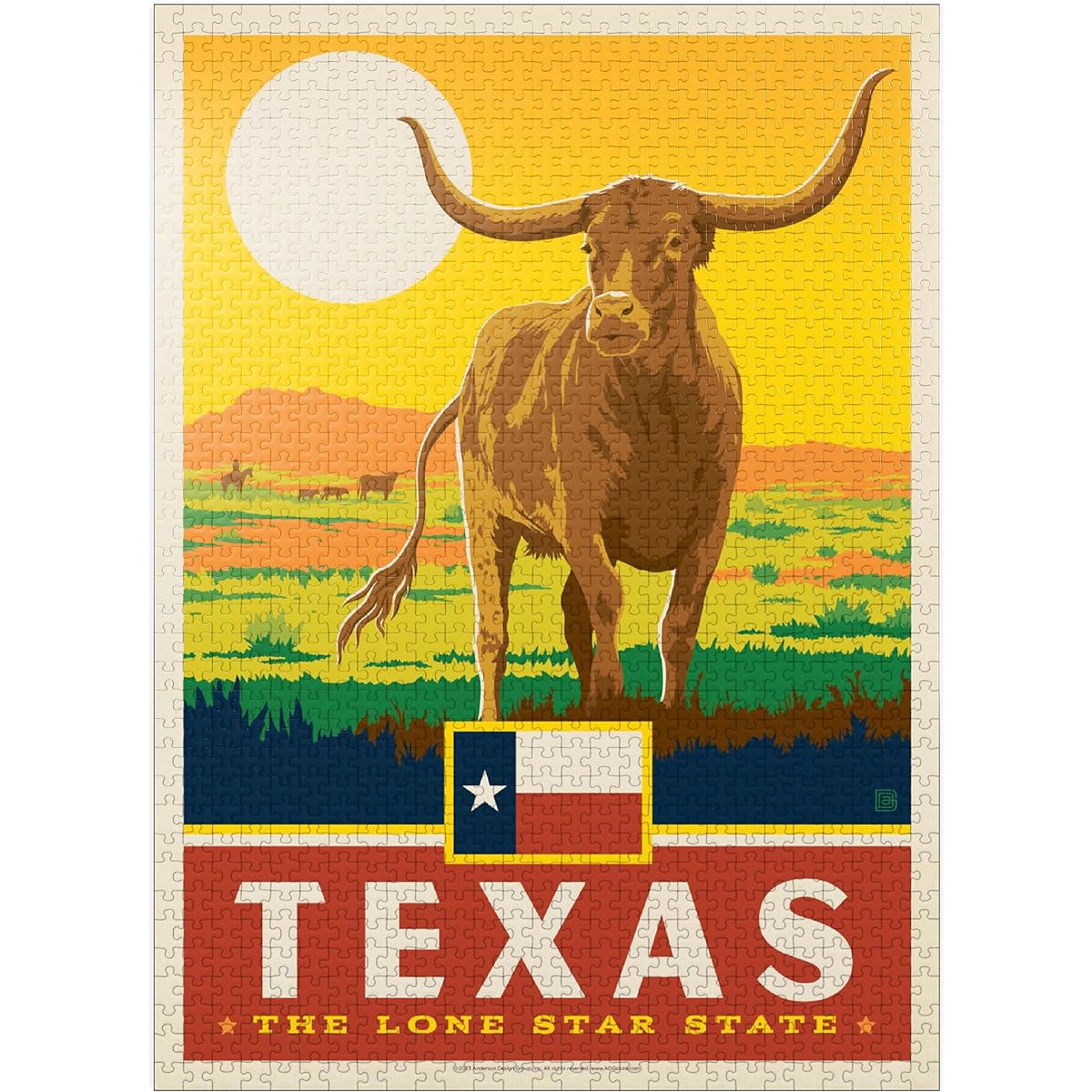 Texas: The Lone Star State State Pride Vintage Poster - Premium 1000 Piece Jigsaw Puzzle for Adults