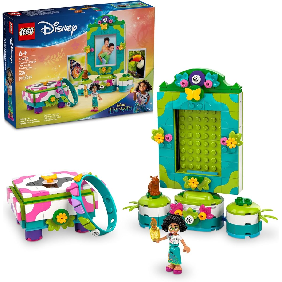 LEGO Disney Encanto Mirabelle Photo Frame and Jewelry Box, Buildable Disney Toy, Play Bracelet and Mirabelle Madrigal Mini Doll, Jewelry Box Gift, Gift for Girls and Boys 6+ 43239