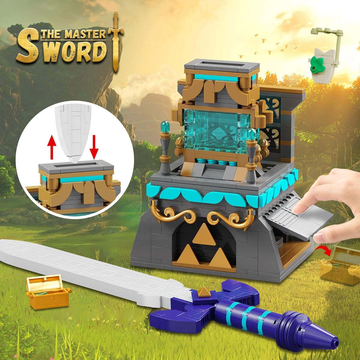 BOTW Master Sword Illuminated Building Blocks Set Lego Link Sword Toy Set for Adults Boys Fans Kids Ages 6-12 (498 Pieces)