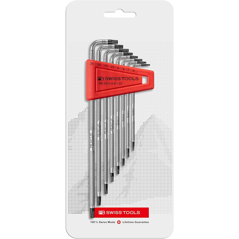 PB SWISS TOOLS 3411H/6-25CN Knurled L-type hex lobe wrench set