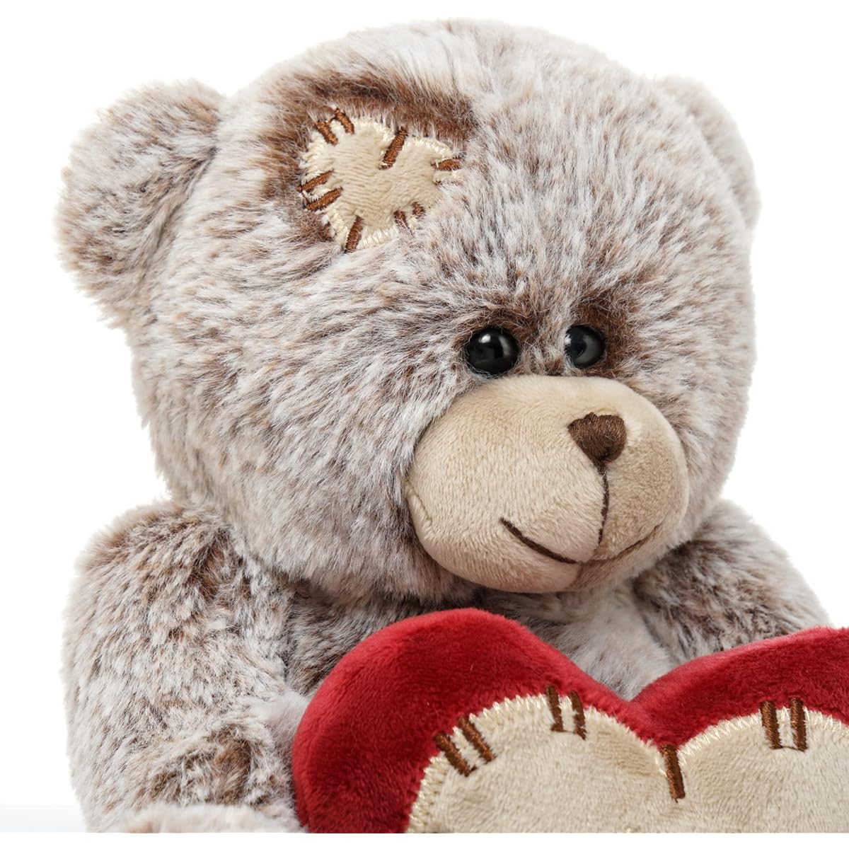 Valentines Day Teddy Bear Stuffed Animals, 8" Plush Stuffed Bear with Red Heart Pillow for Her/Him/Girlfriend/Boyfriend/Babies/Kids/Mom, Unique Gifts for Valentine's Day/Anniversary/Birthday (Tan)