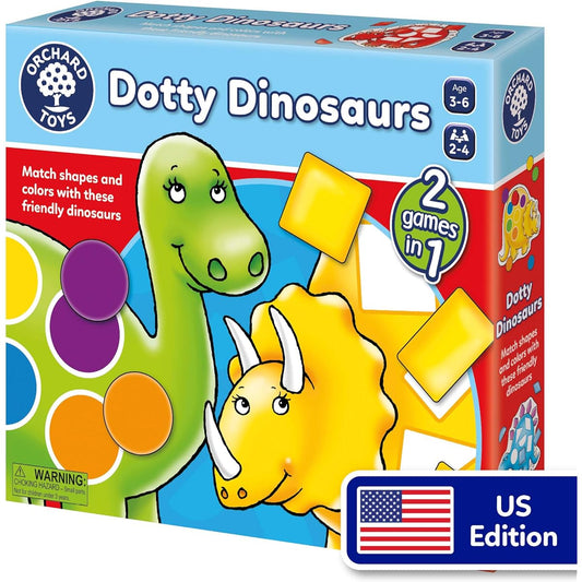 Orchard Toys Dotty Dinosaur Shape and Color Matching Game - Two Games in One