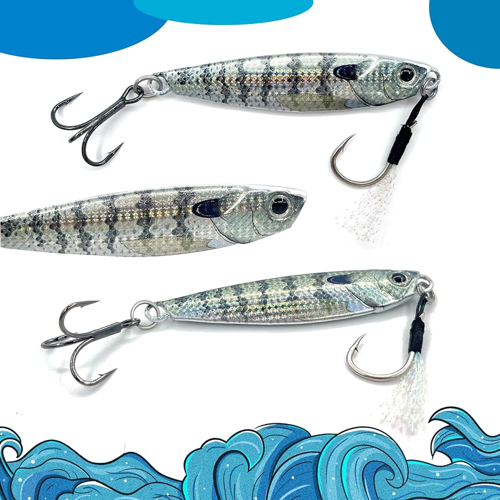 TOTOMOKA Metal Jig Lure Jig Live Bait Color Set of 5 20g 25g 30g 40g 60g 80g with Hook Shore Jigging Sea Fishing Boat Fishing Bass Fishing Seabass Flounder Hairtail Bluefish Hairtail