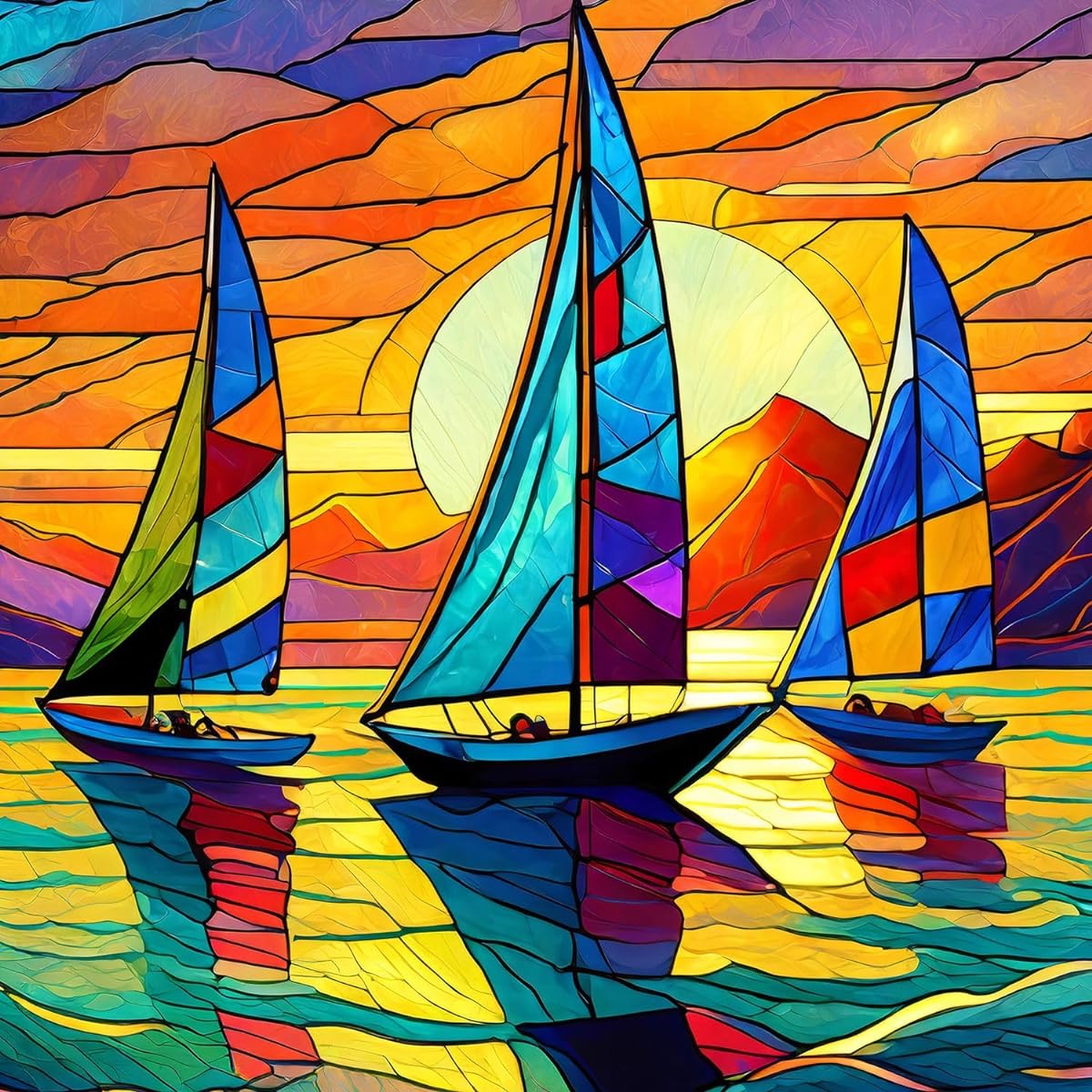 Springbok Sunset Sailing 500 Piece Jigsaw Puzzle for Adults - Unique Cut Pieces - Made in the USA