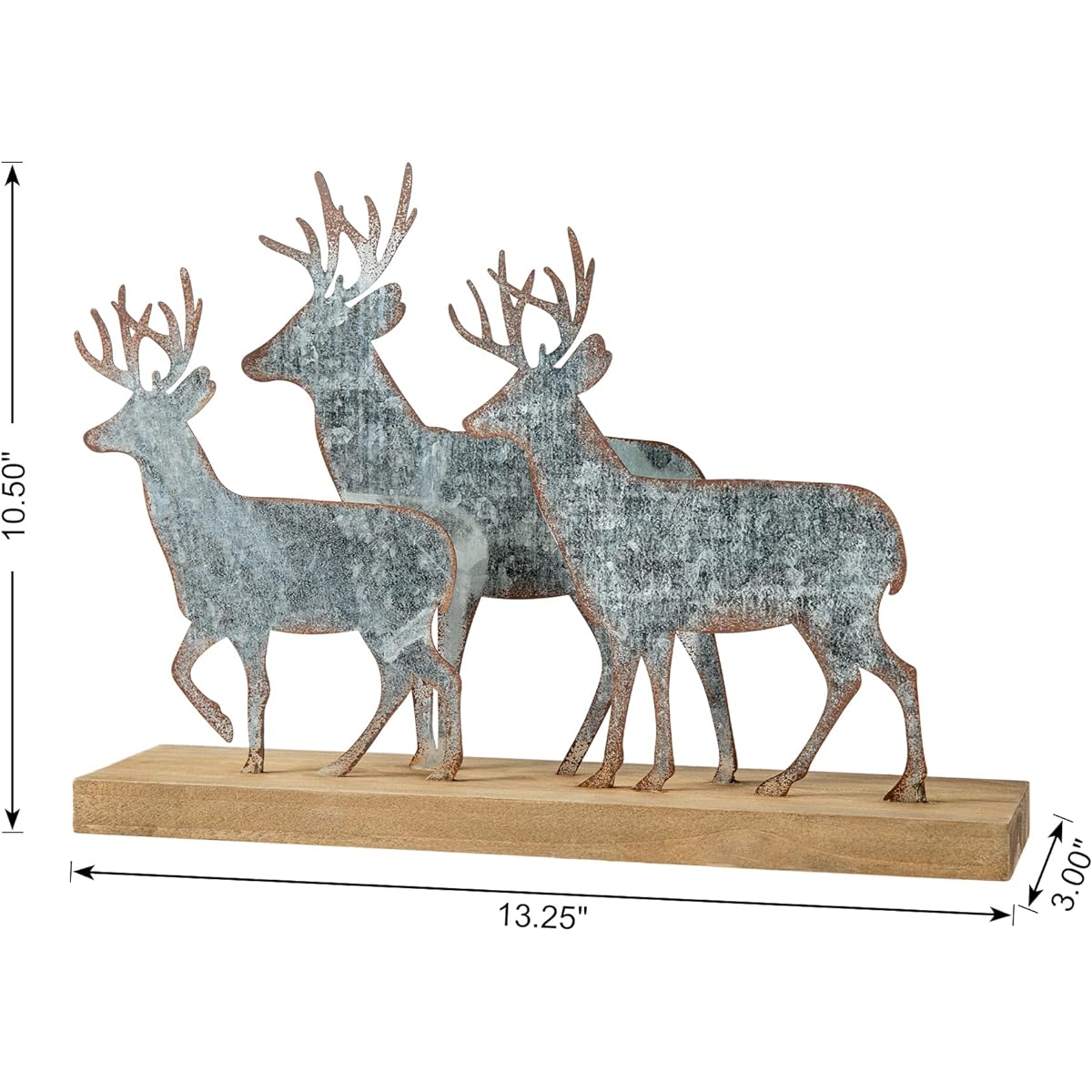 Glitzhome Christmas Table Decorations, 12.81" Metal Christmas Reindeer Decorations Galvanized Deer Ornaments Home Country Christmas Decor Rustic Christmas Desk Decorations