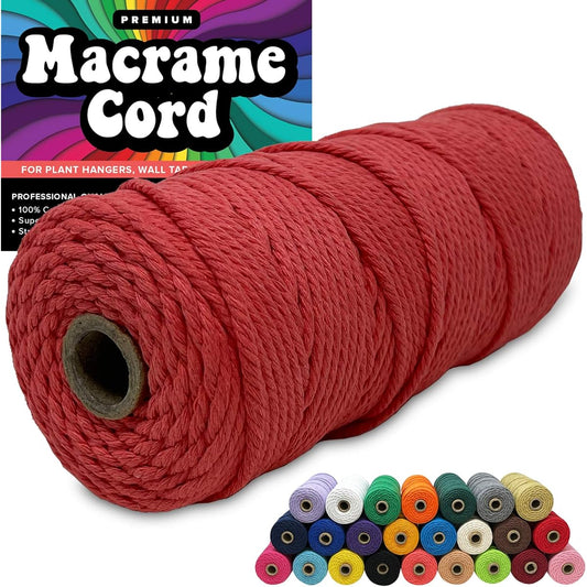 3mm Macrame Cord, 3mm Thickness Macrame Thread, 100% Cotton, Colored Macrame Rope Cord, Natural Craft Cord, String Yarn Supplies, 325 Feet 3mm Cotton Macrame Cord, Thin Coral Macrame Supplies