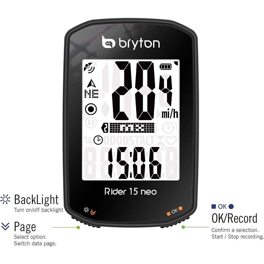 Bryton Rider 15Neo C Cycle Computer/Bicycle Navigation/Equipped with touch screen/Equipped with GPS/Speedometer/Up to 16 hours on a single charge (with cadence)