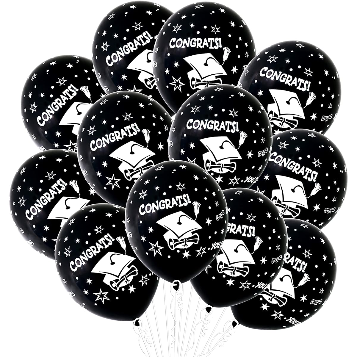 Graduation Party Supplies 2021 Graduation Print Balloons Set of 12 Black White Graduation Party Supplies 2021 2021 Graduation Party Decorations for School Kindergarten College