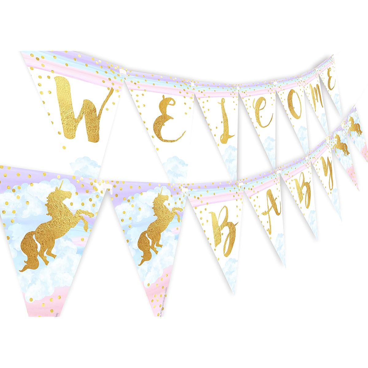 POP Party Magical Unicorn Rainbow Welcome Baby Banner Pennant - Unicorn Baby Shower Banner - Unicorn Shower Banner