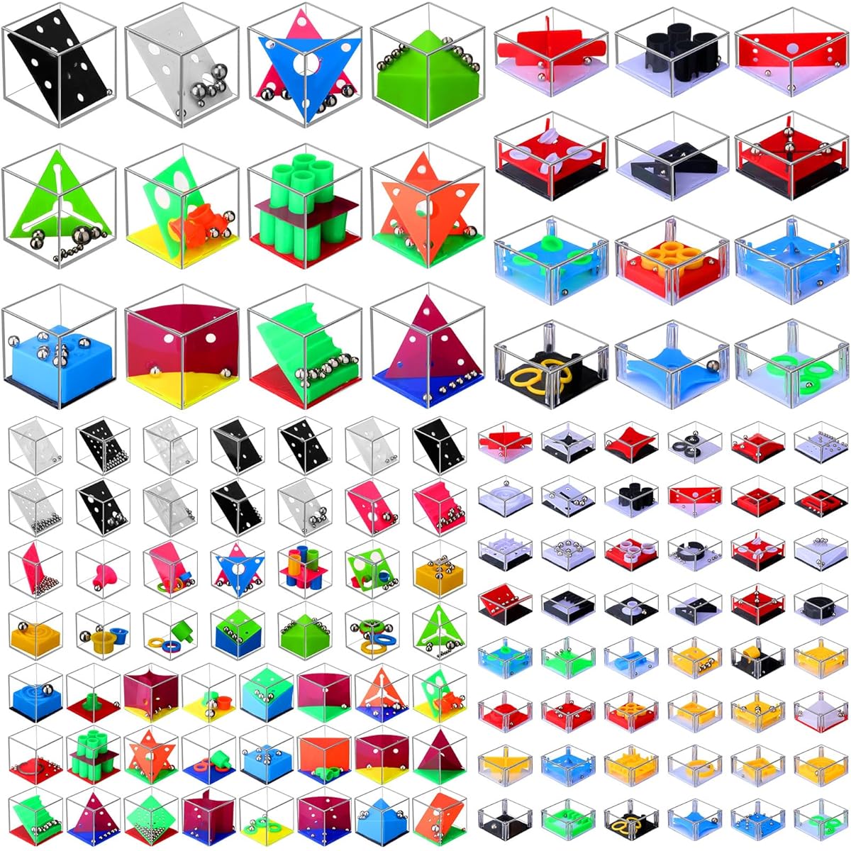 RoundFunny Mini Cube Puzzle Box 100 Pieces Bulk Balance IQ Party Favor Game Brain Teaser Puzzle Cube Puzzle Party Favors Cube Puzzle Maze Game Favor Educational Gift