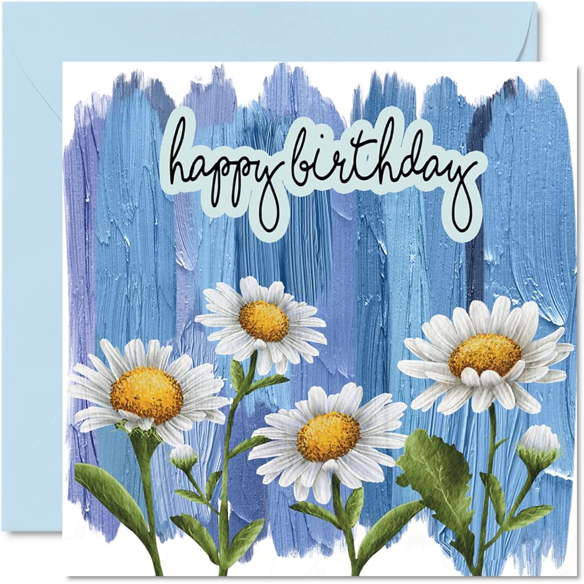 Special Birthday Card for Women Floral Daisy Flower Friends Sister Grandma Mom Grandma Nanny 5.7 x 5.7 inch Ladies Cute Birthday Greeting Card