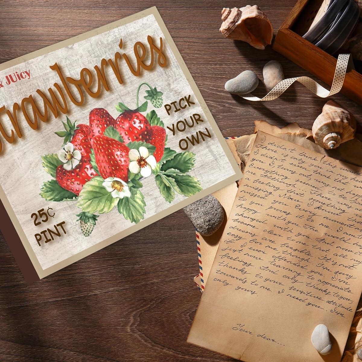Feyerr Farmhouse Strawberry Decor Retro Decor