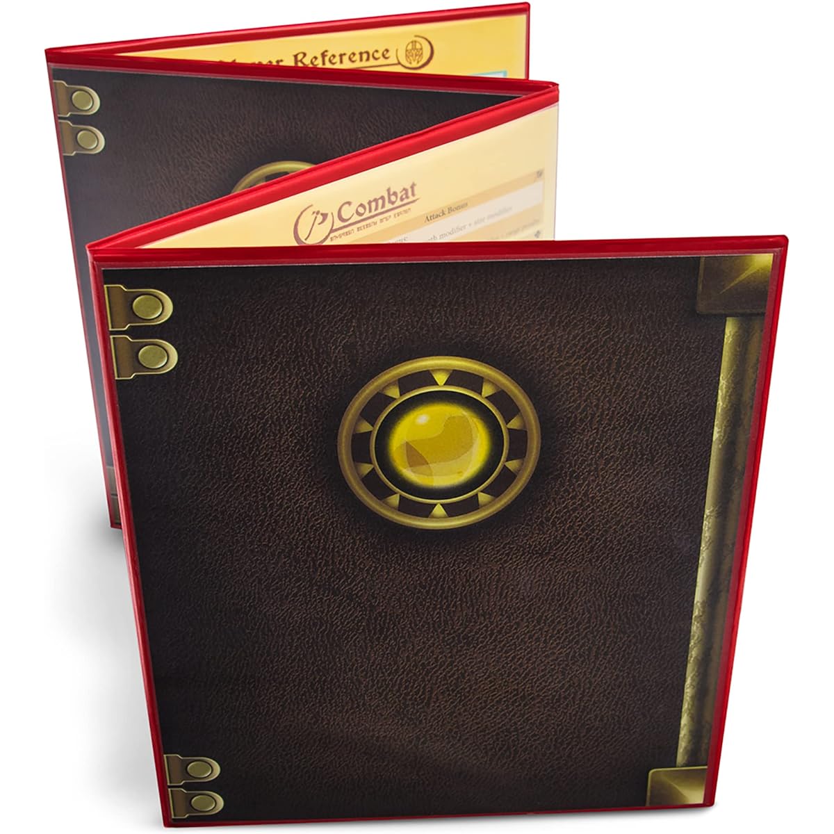 (Red) - Stratagem The Master's Tome 4-Panel Customizable GM Screen with Free Inserts - Dry Erase, Dungeon & Game Master Accessory for Tabletop RPG Campaigns (Red)