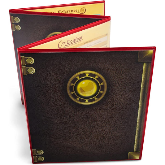 (Red) - Stratagem The Master's Tome 4-Panel Customizable GM Screen with Free Inserts - Dry Erase, Dungeon & Game Master Accessory for Tabletop RPG Campaigns (Red)