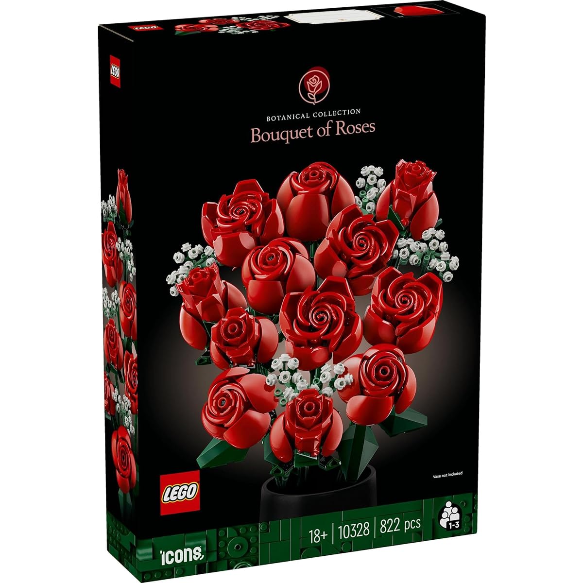 LEGO Icon Rose Bouquet, Roses, Artificial Flowers, Interior Decoration, Toys, Presents, Gifts, Blocks, Women, Mothers, Girlfriends, Men, Fathers, Boyfriends, Adults, Flowers, Bouquets, Flowers, 10328