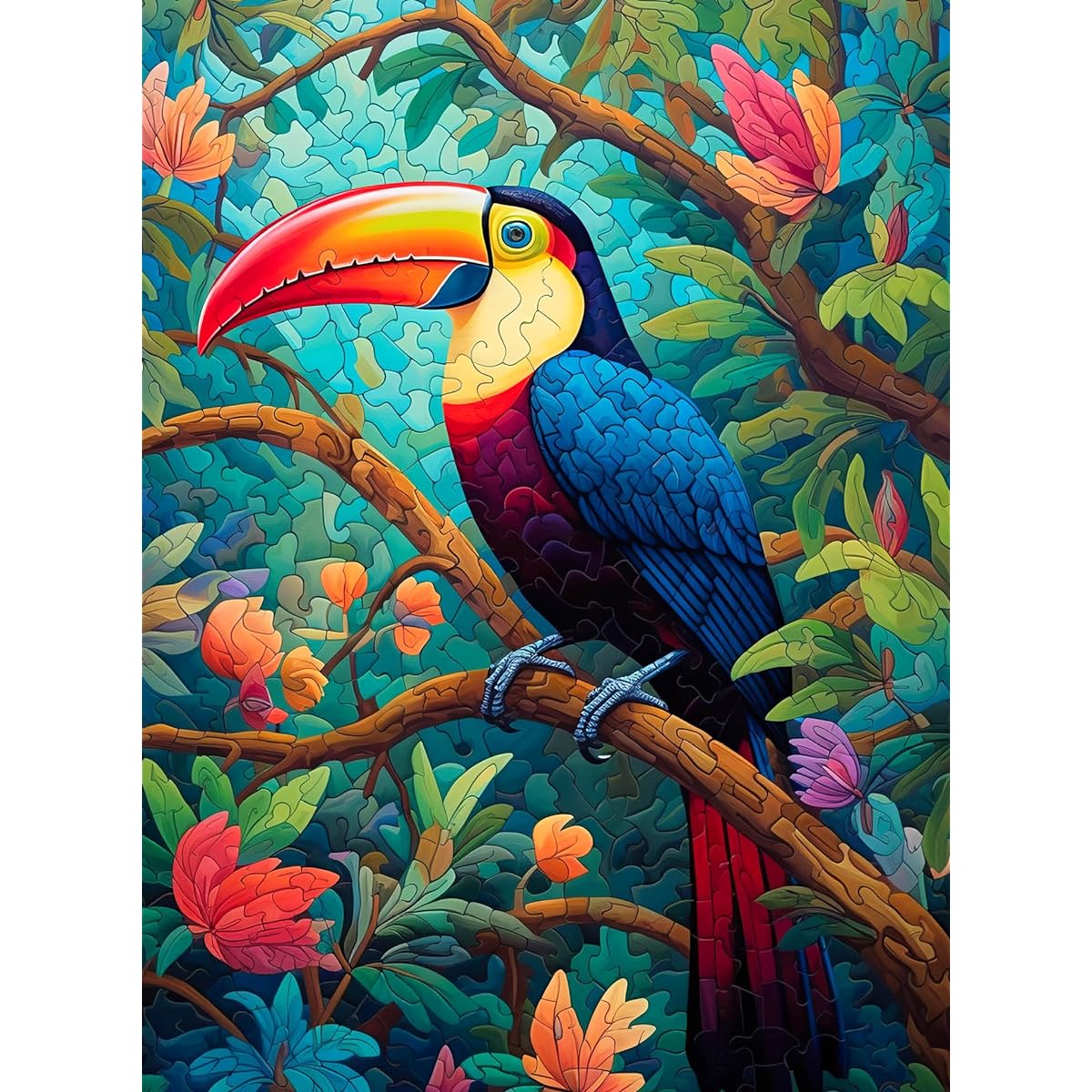 Cross & Glory Mystical Mosaic Toucan's Paradise Premium 1000 Piece Jigsaw Puzzle for Adults Eco-Friendly Vibrant Tropical Forest Art