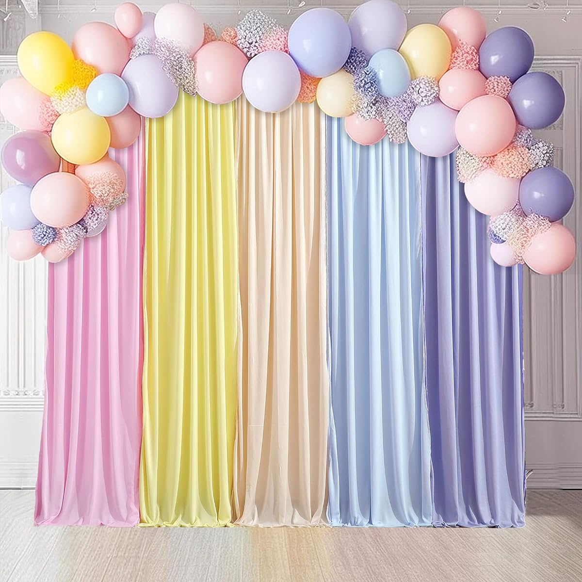 Unicorn Background Curtain Pastel Curtain Background Drape Fabric Birthday Unicorn Party Baby Shower Girls Bedroom Decoration 5 Pieces 2.5ft x 7ft