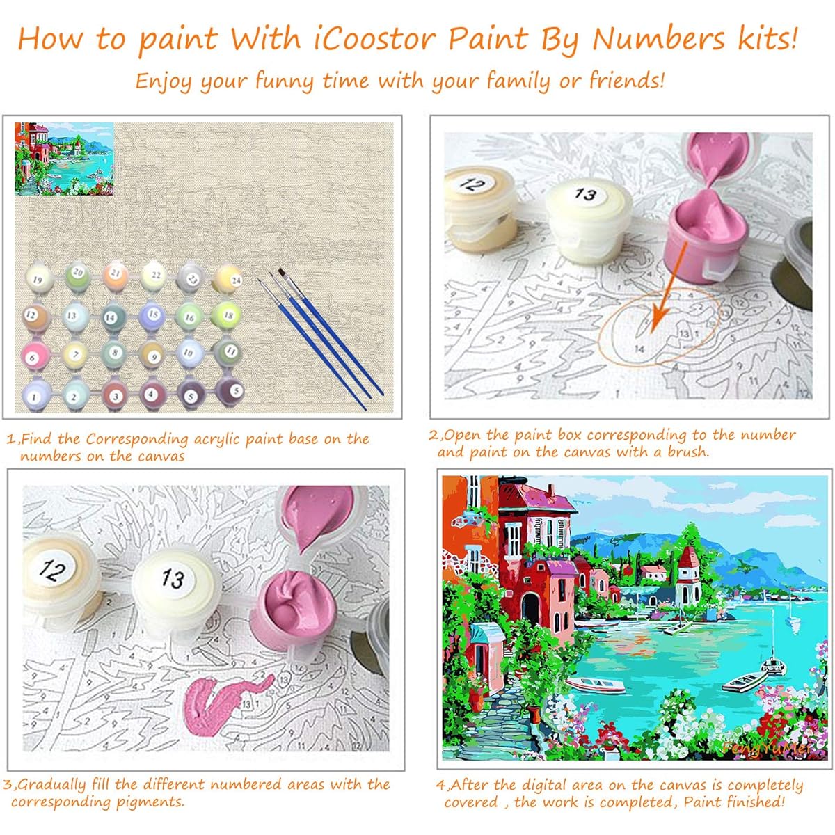 iCoostor Paint by Number DIY Acrylic Paint Kit for Kids & Adults - 16" x 20" Exterior Window Pattern