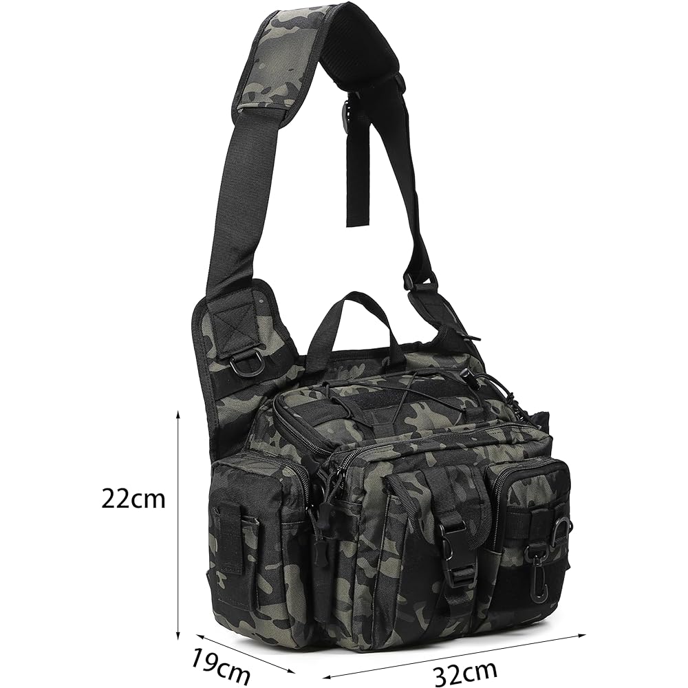 Fishing Bag Fishing Bag Shoulder Bag 2WAY Shoulder Handheld Multifunctional Pocket Black Camouflage Waterproof Tackle Storage Pliers Grip Rod Bait Container Waist