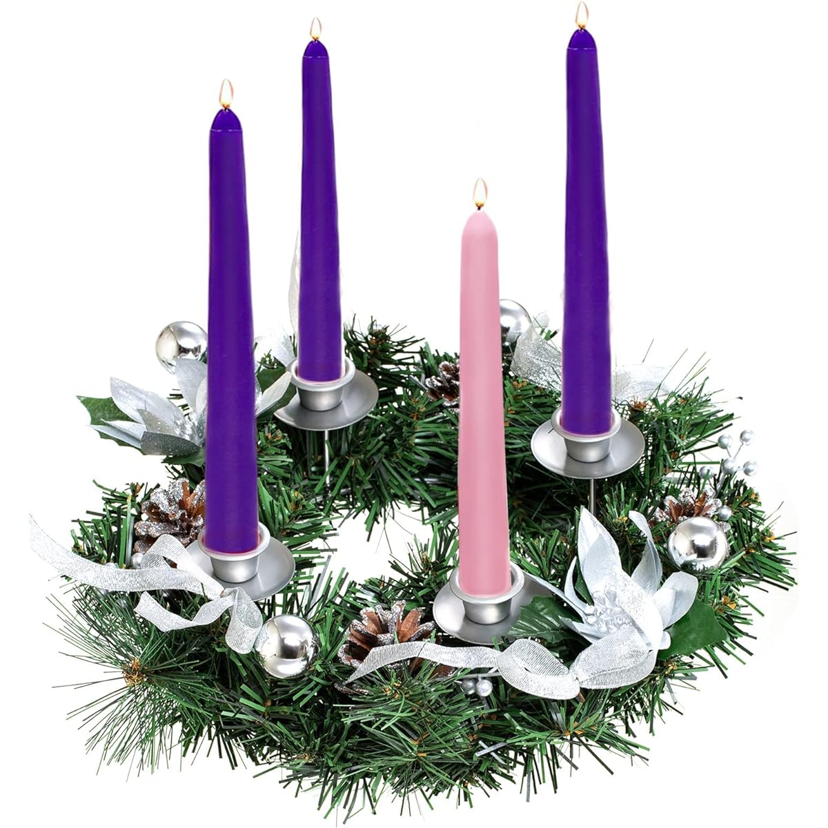Romadedi Christmas Advent Wreath Candle Holder - Nativity Advent Crown for 4 Candlesticks Christian Advent Centerpiece for Christmas