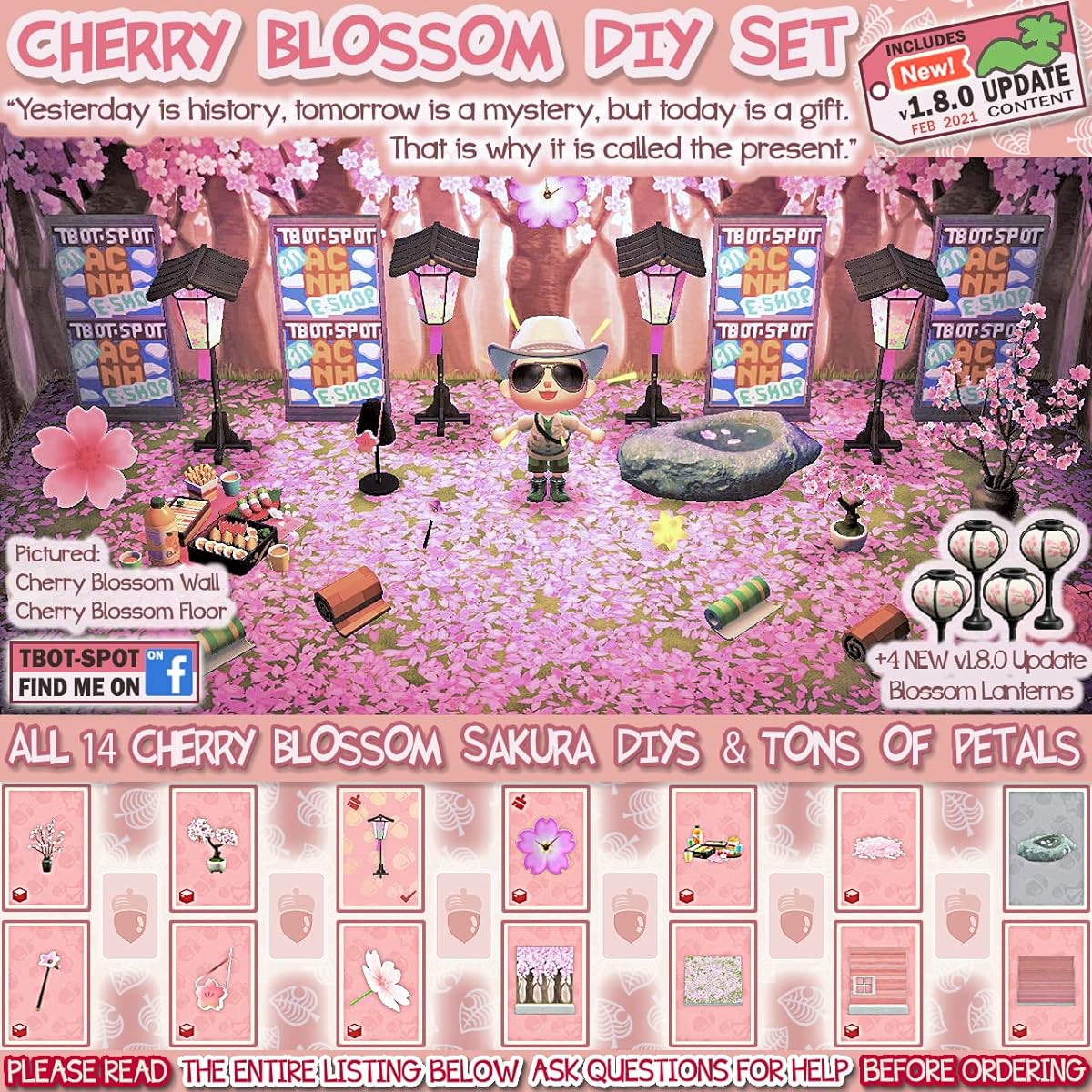 ACNH Sakura Series Full Set | 14 DIY Recipes | Flowers | Petals | Hanami Lanterns | Craft Materials