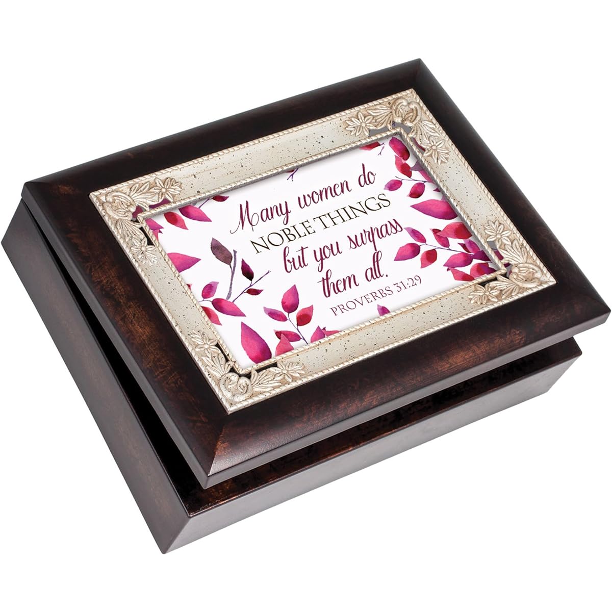 Many Women's Do Noble Things Burlwood Italian Style Music Box Plays Amazing Grace