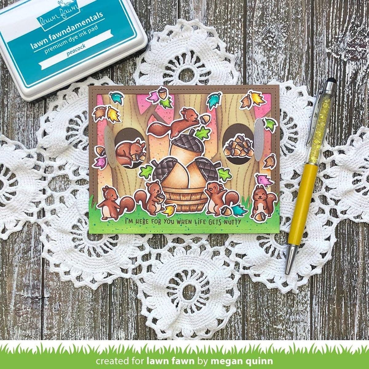 Lawn Fawn Lets Go Nuts and Big Acorn Clear Stamp Set (2) Coordinating Die Set (2) 4 Piece Set LF2403 LF2404 LF2407 LF2408