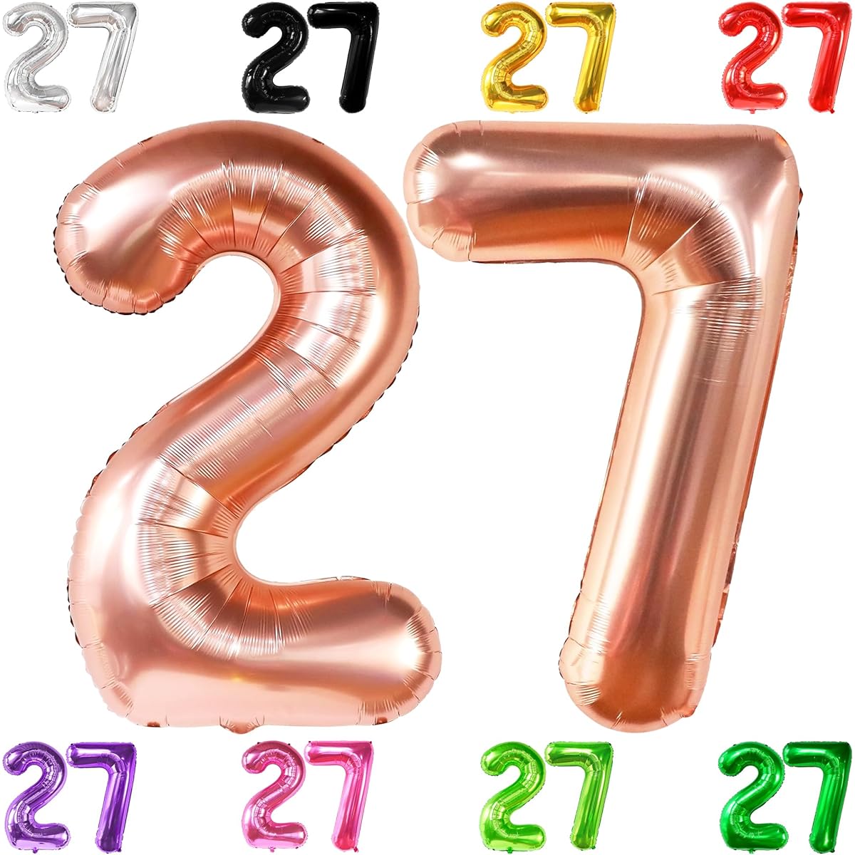 KatchOn Rose Gold 27 Balloon Numbers - Giant 40 Inches | 27th Birthday Balloons | 27th Birthday Decorations for Women | 27th Birthday Decorations for Women Rose Gold 27th Birthday Decorations