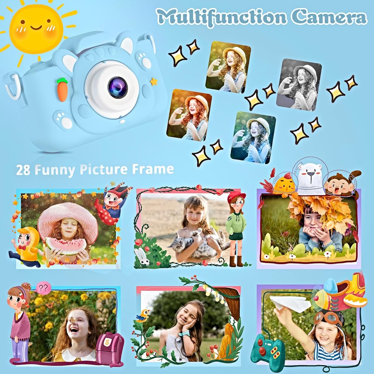 Kids Camera for Boys and Girls, ACIXX Digital Camera for Kids Toy Gift, Toddler Camera Christmas Birthday Gifts for Age 3-12 with 32GB SD Card, Video Recorder 1080P IPS 2 Inch(Blue)