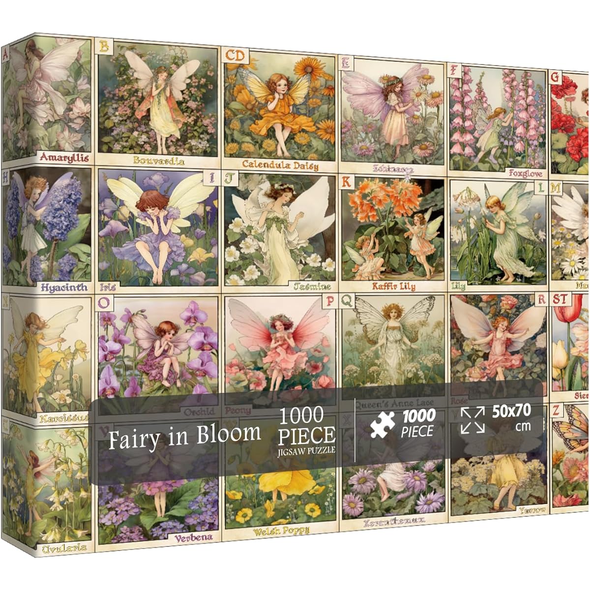 Garden Fairy Jigsaw Puzzle Vintage Flower Puzzle 1000 Pieces for Adults Nature Flower Puzzle 19.7x27.6 Inch
