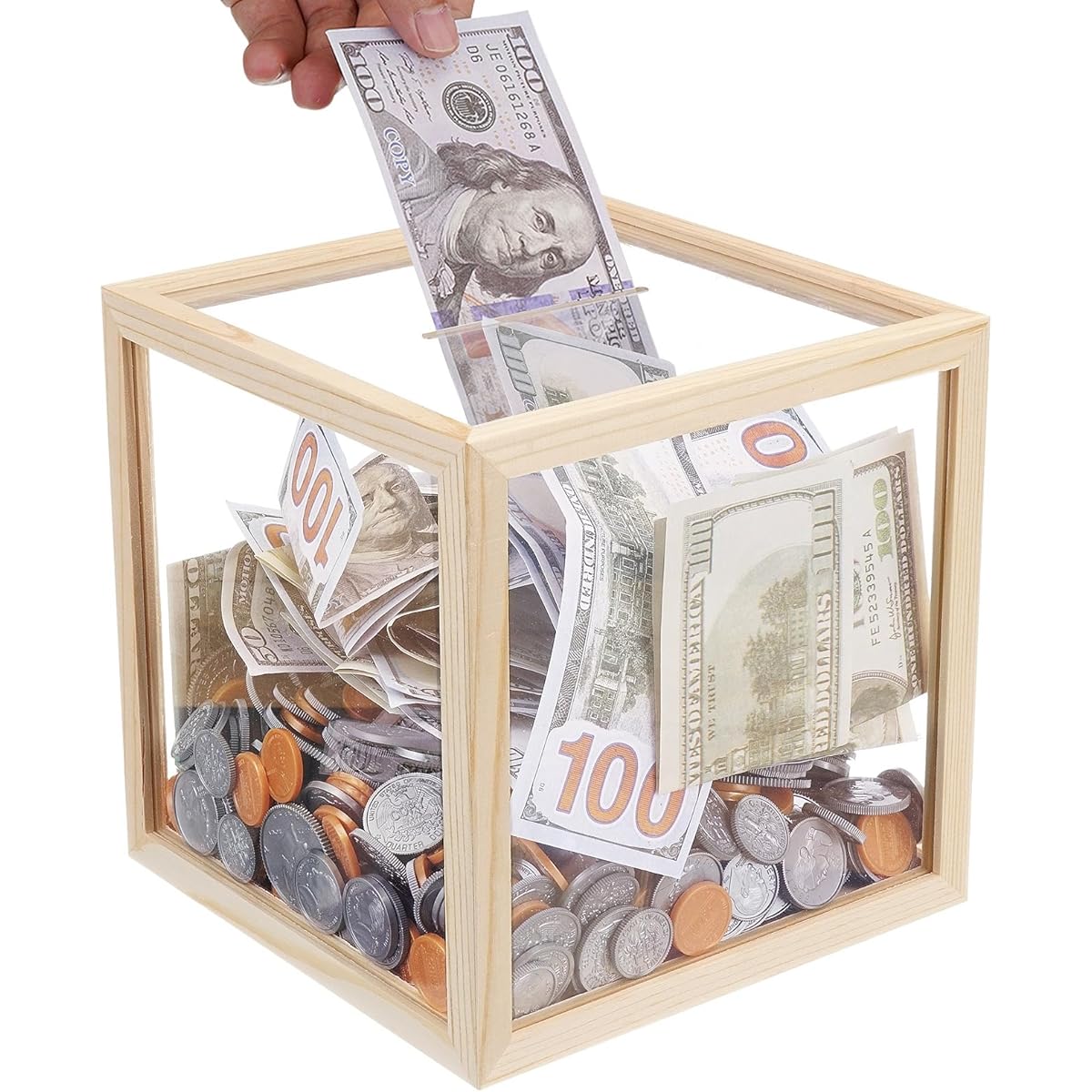 Oranwell Clear Acrylic Piggy Bank for Adults Need to Pick Up Large Clear Acrylic Money Cash Box Vacation Wedding Kids College Fund Unopenable Large Clear Piggy Bank