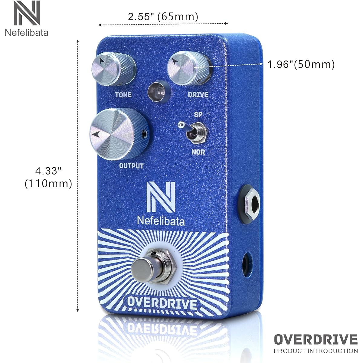 Overdrive Electric Guitar Effect Pedal Handmade Two Frequency Clipping Modes and True Bypass Design Achieves a Wide Range of Overdrive Tones from Retro to Modern Blue Metal Shell