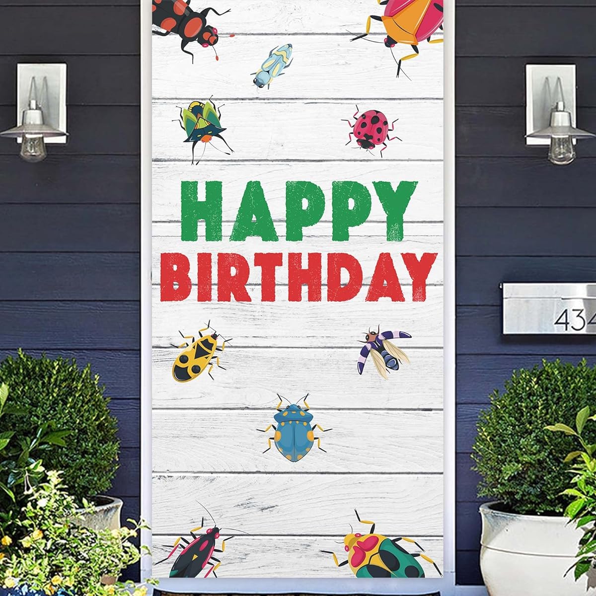 Bug Happy Birthday Banner Backdrop Insect Theme Decorations for First Birthday Party Baby Shower Highchair Supplies Favors Background Photo Booth Props