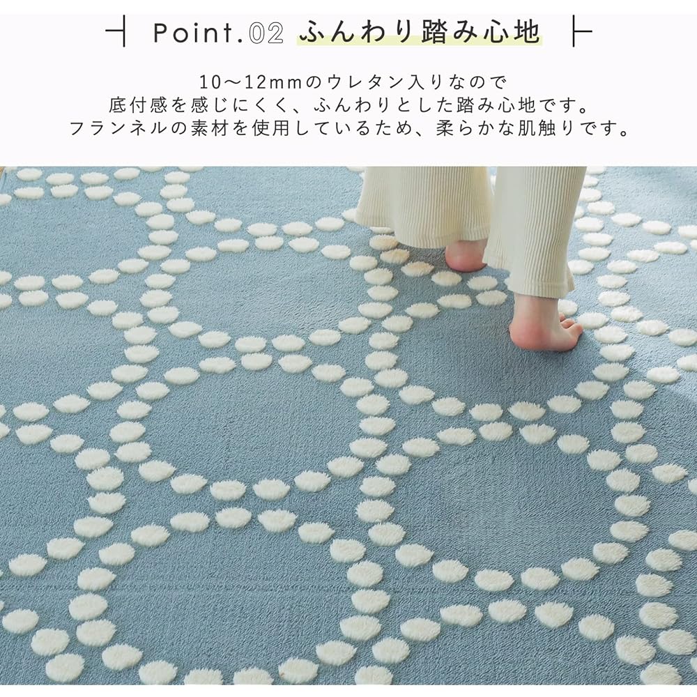 Glam Style Tambourine Rug Area Rug Carpet Washable 2 Tatami Mats 190 x 190cm Scandinavian Anti-slip Hot Carpet Compatible with Floor Heating Blue