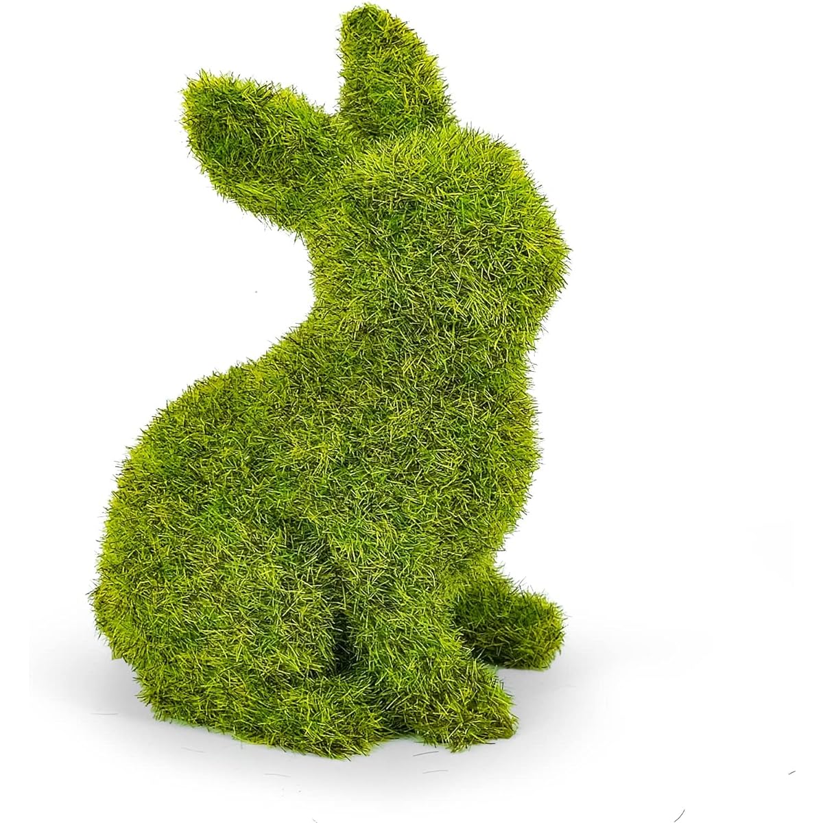 LULU Deer Easter Rabbit Decoration Gardening Green Flocking Moss Rabbit Decoration Sculpture Decoration Desktop Living Room Garden Easter Gift (6.3inch Sitting Rabbit)