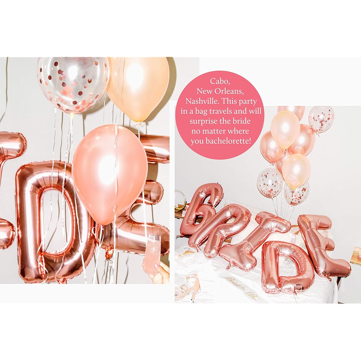 Extra Large 32 Inch Bride Balloons in 22 Piece Bachelorette Party Decorations Bridal Shower Decorations Kit Rose Gold Party Decorations Plus Bride Sash Bride Decorations Kit