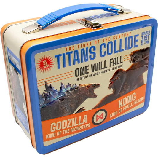 Aquarius Godzilla vs. Kong Fan Box - Sturdy Tin Storage Box with Plastic Handle & Embossed Front Cover - Officially Licensed Godzilla vs. Kong Product, Collector's Gift